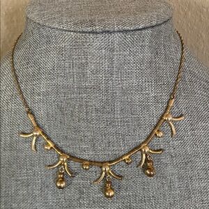 Sterling Vintage Bond Boyd Gold Plated Fringe Choker Necklace | 15.5”